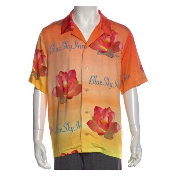 Blue Sky Inn Men's Golden Sunshine Italian 100% Viscose Shirt Size L Retail $489